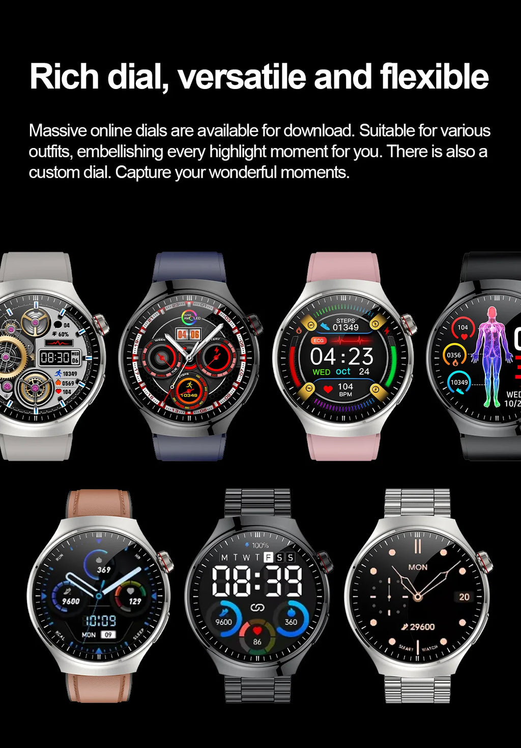 2025 Neue Smartwatch für die Krankenpflege: Blutsauerstoff, Blutfett, Harnsäure, EKG+PPG, Körpertemperatur, Bluetooth-Anruf, Gesundheits-Smartwatch