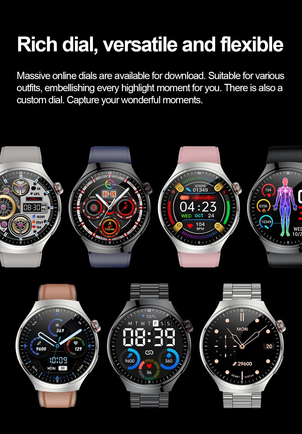 2025 Neue Smartwatch für die Krankenpflege: Blutsauerstoff, Blutfett, Harnsäure, EKG+PPG, Körpertemperatur, Bluetooth-Anruf, Gesundheits-Smartwatch