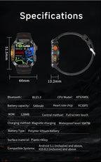2025Neue GPS Smartwatch für Xiaomi IOS Militärkompass Taschenlampe Smartwatch Herren 10ATM Wasserdicht 100+Sportmodi BT Anruf Uhr