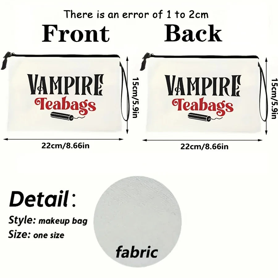 VAMPIRE Teabags Themed Kulturtasche Menstruationstasse Beutel Modische Tragbare Reise-Organizer Kreative Handgelenktasche Make-up-Taschen