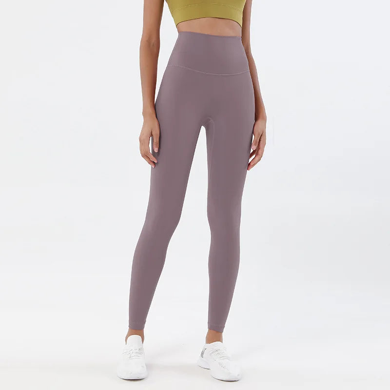 SOISOU Nylon Yogahosen Gym Leggings Damen Mädchen Fitness Weiche Strumpfhosen Hohe Taille Elastisch Atmungsaktiv Keine T-Linie Sporthosen