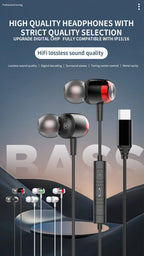 EARDECO TypeC/3.5mm Kabelgebundene Kopfhörer mit Mikrofon Lautstärkeregler Musik-Headset mit Bass Handy-Ohrhörer für Samsung Huawei Xiaomi