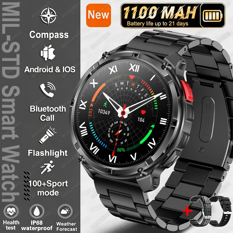 2026 Neue T-Rex 3 Ultra 1100mAh Smartwatch 5ATM Wasserdicht Outdoor Sport GPS Track Herzfrequenz Kompass Bluetooth Anruf Smartwatch