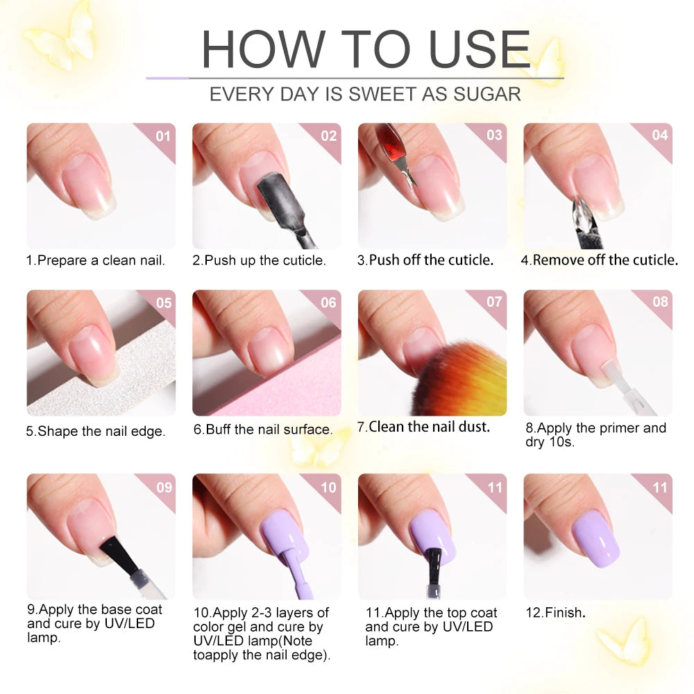 LIMEGIRL Gel-Nagellack-Kit UV Soak-off Gel Primer Polish Maniküre-Kit mit UV LED Lampe Trockner Semi-permanentes Gel-Nagellack-Kit