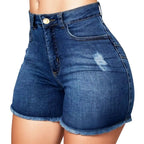 Damen High Waist Po-Lifting Jeans Shorts Ausgefranster Saum Stretchy Bodycon Jeans Shorts Sexy Sommer Club Hot Pants Streetwear 2026