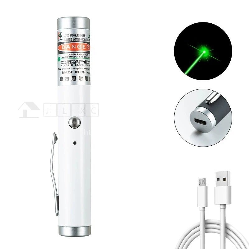 Tragbarer USB-Grünlaserpointer 2-in-1 Abnehmbare Lampenfassung Mini-Laserstift Sichtbarer Fokus Rote Kombination für die Jagd