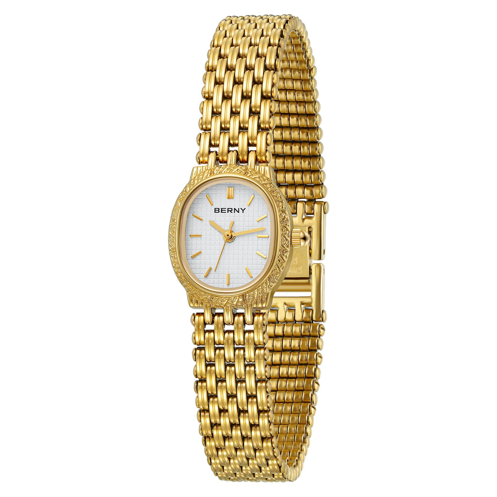 BERNY Gold Women's Watch Luxury Small Dial Ladies Gold Watch Jewelry Bracelet Quartz Lady Watch Stylish Fashion Women Watches