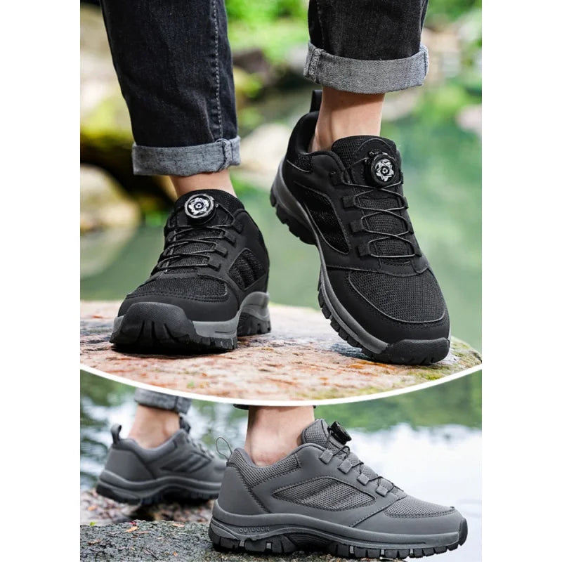 Herren-Outdoor-Sportschuhe für Frühling und Herbst mit drehbarer Schnalle, bequem, rutschfest, Wanderschuhe, große Größen 39–48