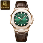 POEDAGAR Top Luxus Quadratische Herrenuhr Datum Wasserdicht Leuchtend Herren Armbanduhr Hochwertige Leder Herren Quarzuhren+Box Reloj