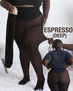 Einnaht-Fleece-Strumpfhose gefütterte Thermo-Leggings formgebender Kompressionsbund durchscheinende Strumpfhose transparente Fleece-Leggings große Größen