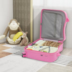 18 Zoll Aufsitzkoffer, niedlicher Koffer mit interner Netztasche, Aufbewahrungsbox mit Lenkrollen für Kurztrips, Pink