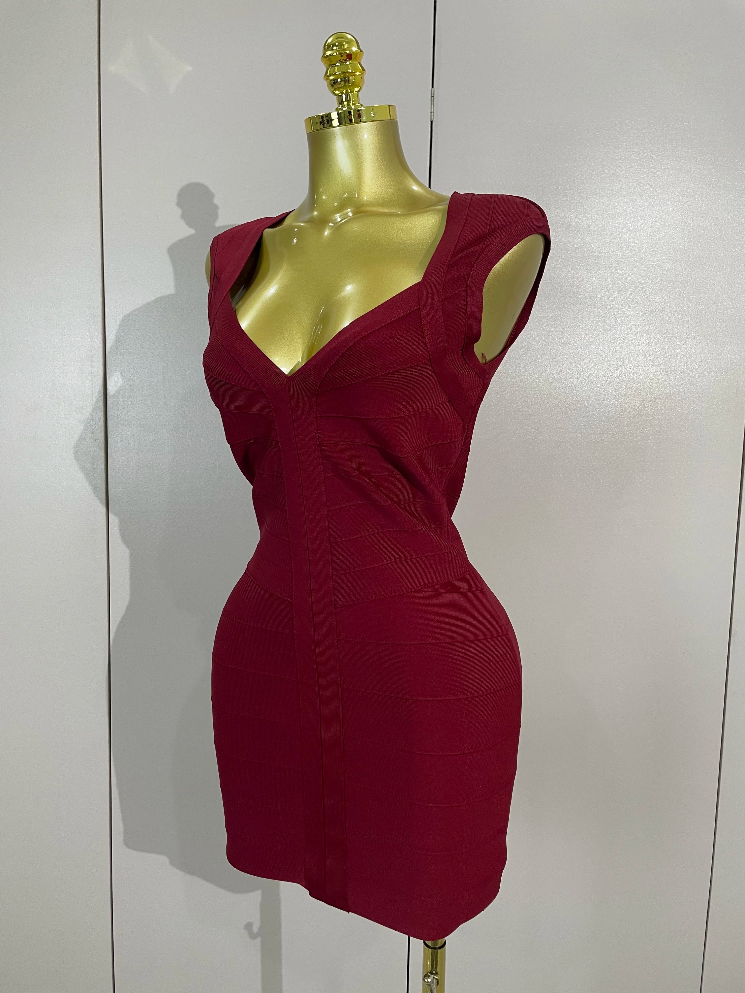 Sexy ärmelloses, tief ausgeschnittenes, figurbetontes Mini-Bandage-Kleid für Damen – elegantes, einfarbiges Abend-, Geburtstags- und Partykleid, Clubkleid, Bühnenoutfit Zweitbild