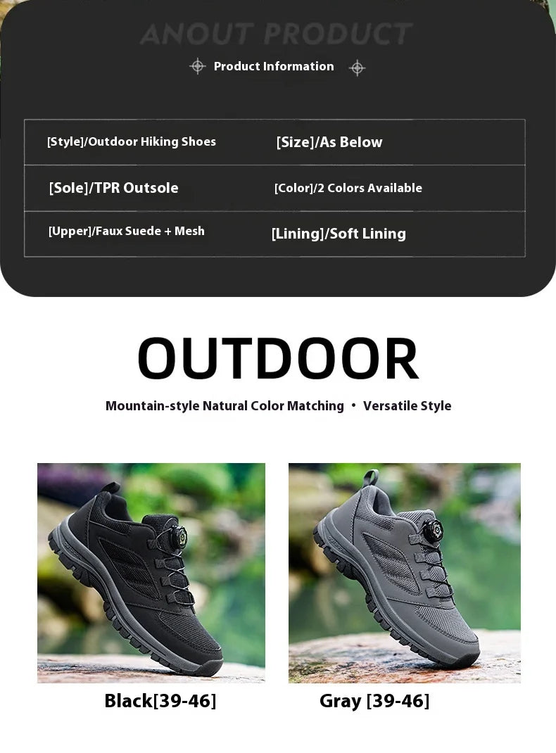 Herren-Outdoor-Sportschuhe für Frühling und Herbst mit drehbarer Schnalle, bequem, rutschfest, Wanderschuhe, große Größen 39–48