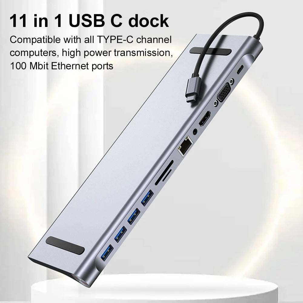 11 in 1 USB C Docking Station with 4K HDMI-Compatible VGA Ethernet USB C Dock 100W PD SD/TF Audio Type C Hub 1* USB 3.0 3*USB2.0 Zweitbild