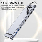 11-in-1 USB C Dockingstation mit 4K HDMI-kompatibel VGA Ethernet USB C Dock 100W PD SD/TF Audio Typ C Hub 1* USB 3.0 3*USB2.0