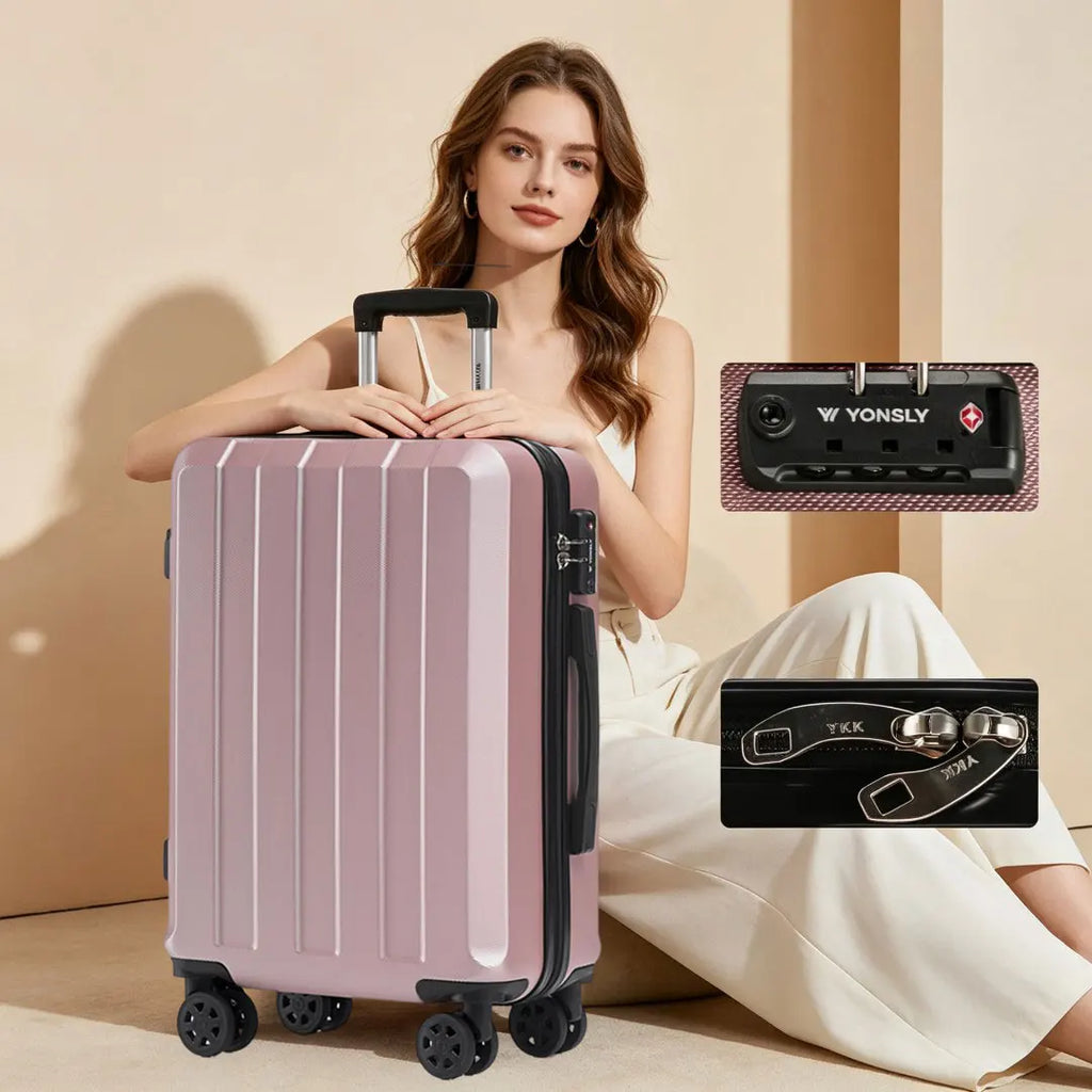 YONSLY Hartschalenkoffer 20/24/28 Zoll mit TSA-Schloss YKK-Reißverschluss 4 leise 360°-Rollen Netzfach Trolley Rollgepäck Handgepäck Koffer für Geschäftsreisen, Urlaube, Familienausflüge und Wochenendtrips
