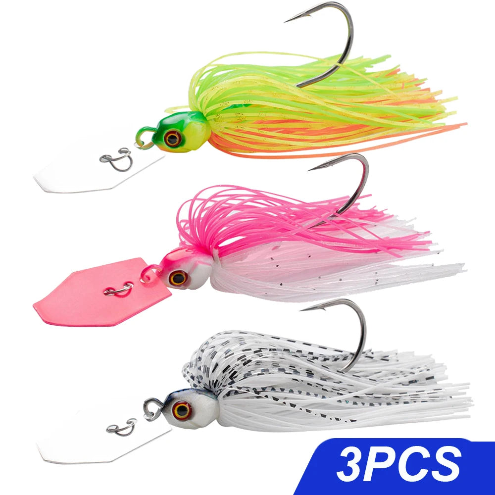 Spinner Bait 7g/9g/12g/14g/21g Angelköder Kit Set Pesca Chatter Weedless Metallblatt Gummifischkopf Haken Draht Spinnerbait
