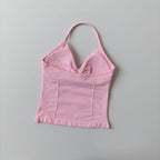 Langes Trägertop Yoga Weste Damen Rückenloses Tank Top Sport Fitness BHs Laufendes Workout Gym Neckholder