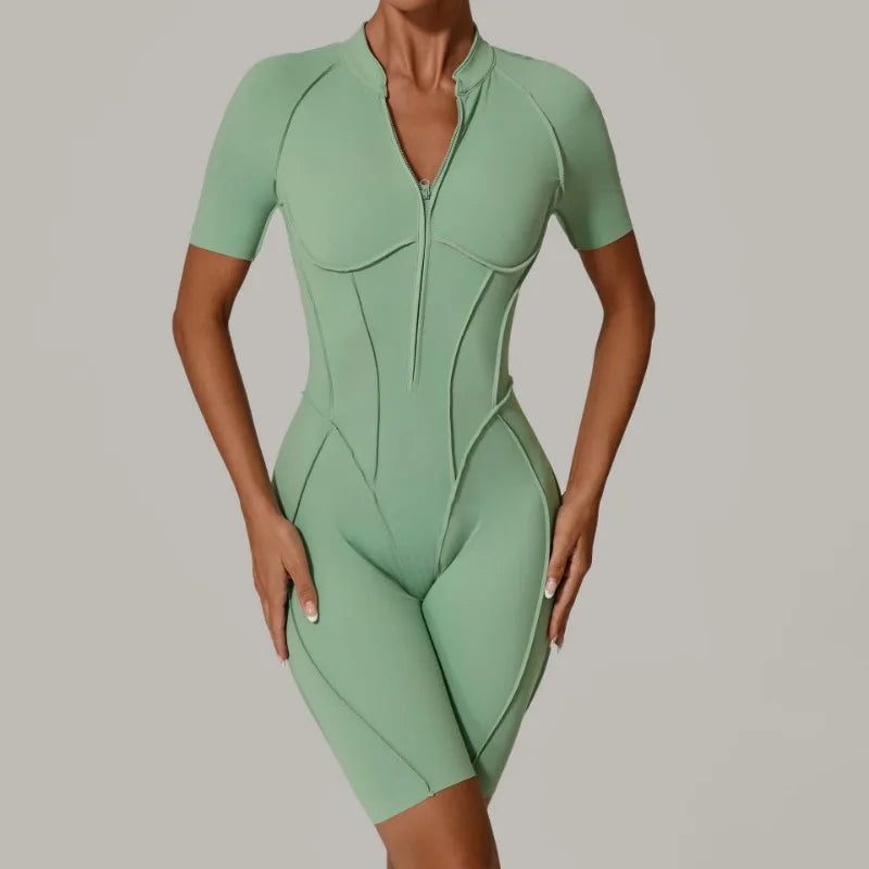 Damen-Trainingsanzug Fitness-Workout Sportkleidung Outfit Reißverschluss-Jumpsuit Yoga Fitness Overall Set Offene Rücken Bodysuits Anzug für Damen Zweitbild