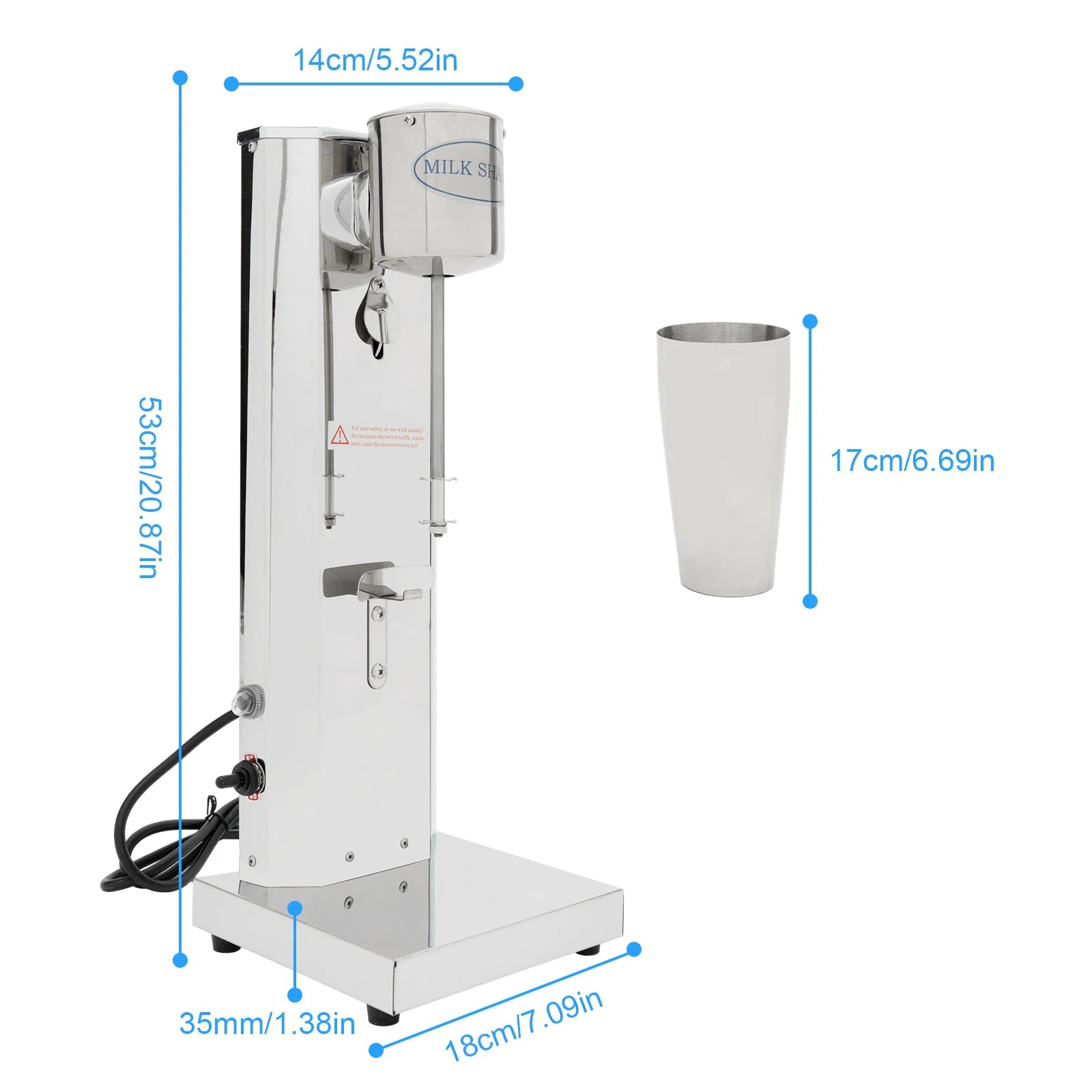 180W 650ML Kommerzielle Milchshake-Maschine Edelstahl Milchshaker-Maschine 18000 U/min Milchcreme-Mixer