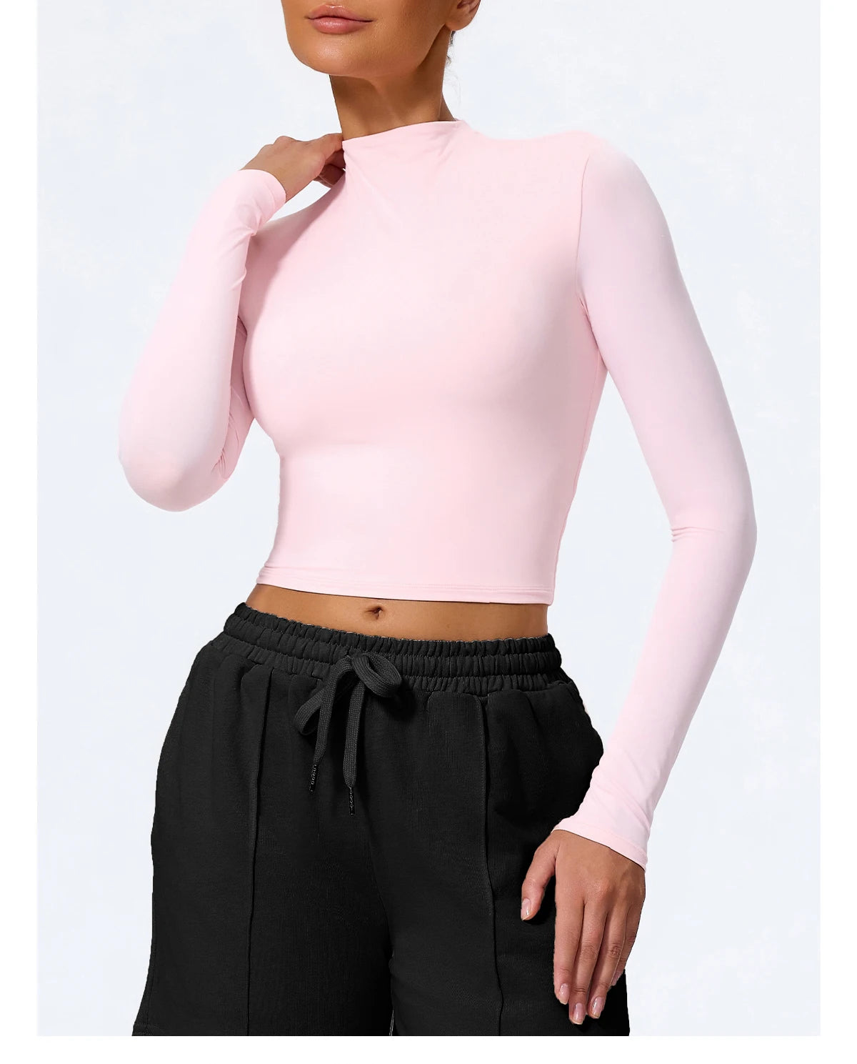 Hearuisavy Sommer Damen Fitness Langarmshirt Leichtes Gym Workout Top Atmungsaktive Schnelltrocknende Yoga Kleidung Sportbekleidung
