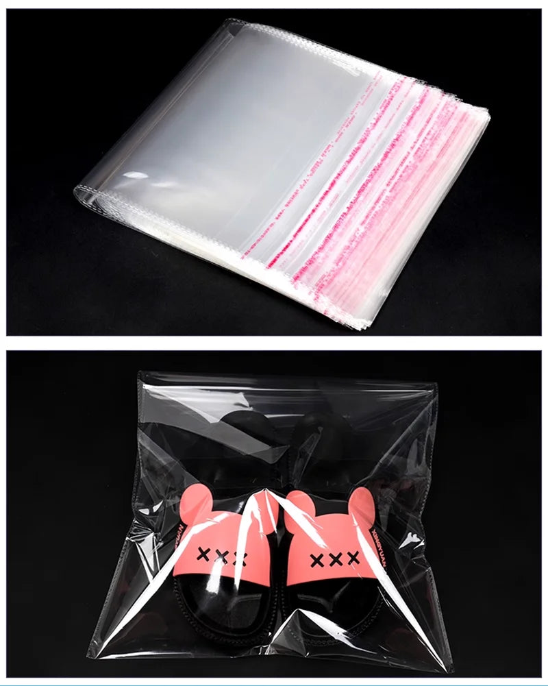 100 Stück OPP selbstklebende transparente Plastiktüte Kleidung Schmuck Verpackung Selbstklebende Keks-Bonbon-Verpackung Cellophan-Beutel