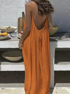 2026 Loose-Fit Spaghettiträgerkleid Damen Freizeit Hauskleid Sommerkleid Einfarbig Urlaub Kühl Hauskleid