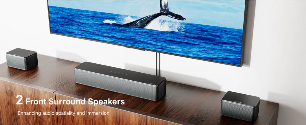 ULTIMEA 7.1 Surround Soundbar, 3D Virtual Surround Sound System mit Subwoofer, 2 Rücklautsprechern, Heimkino TV-Lautsprecher, Schwarz