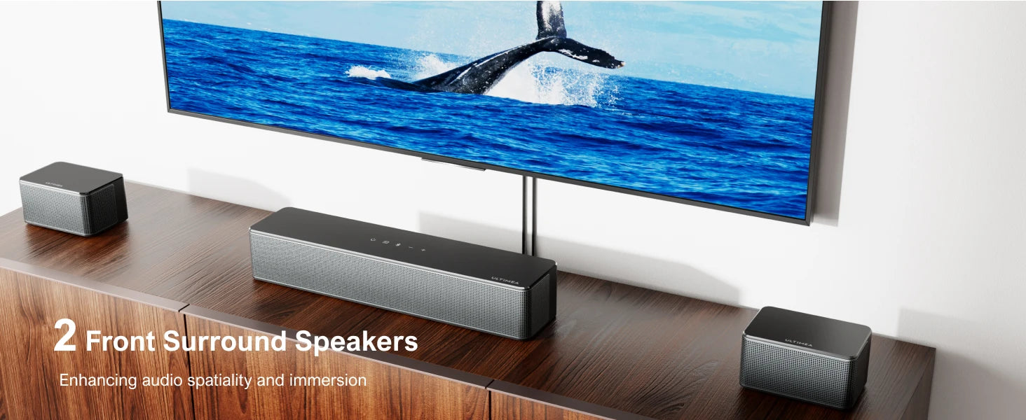 ULTIMEA 7.1 Surround Soundbar, 3D Virtual Surround Sound System mit Subwoofer, 2 Rücklautsprechern, Heimkino TV-Lautsprecher, Schwarz