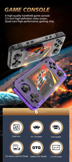 BOYHOM Grünes R36H Retro-Videospielkonsole 3,5 Zoll IPS-Bildschirm RK3326 3000 mAh Offenes Linux-System Tragbarer Player 64GB 128GB
