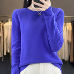100 % Merinowolle Pullover Damen O-Ausschnitt Kaschmir Strickwaren Female Pullover Herbst Winter Freizeit Oberteile Einfarbig Weiche Kleidung