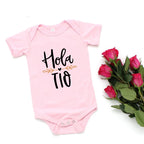 Hola Tio Tia Schwangerschaftsankündigung Baby Body Strampler Säuglingskleidung Freizeit-Overalls Schwangerschaftsgeschenk für neue Tante Onkel