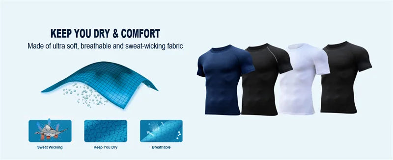 Grafische Kompressionsshirts für Herren, athletisch, schnell trocknend, Rash Guard, dehnbar, Baselayer, Unterhemden, Fitnessstudio, Workout, Lauf-T-Shirt-Oberteile