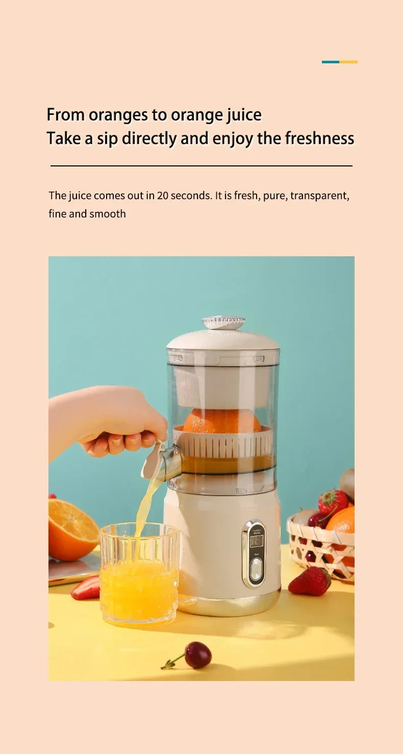 Elektrische Orangenpresse Tragbarer Zitrusentsafter Fruchtsaftpresse Fruchtfleischabscheider Entsafter USB-Ladefunktion 600 ml Smoothie-Mixer