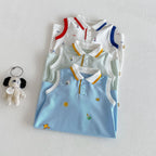 2026 Neue Sommer-Babykleidung 0-2 Jahre Cartoon-Print Ärmelloser Polo-Strampler Atmungsaktives Mesh-Gewebe mit Knopfleiste und Druckknopfverschluss