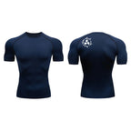 Grafische Kompressionsshirts für Herren, athletisch, schnell trocknend, Rash Guard, dehnbar, Baselayer, Unterhemden, Fitnessstudio, Workout, Lauf-T-Shirt-Oberteile