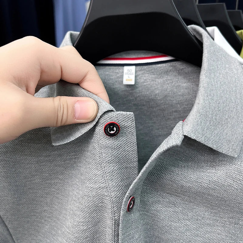 Luxusmarke Herren hochwertiges Kurzarm-Poloshirt Revers Stickerei Welpe Manschette Streifen T-Shirt Business Freizeit Herrenbekleidung