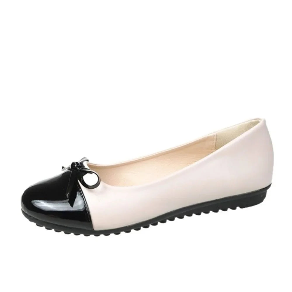 Ballerina Damen Halbschuhe Komfort Rutschfeste Damen Mokassins Leder Flats Elegante Schleife Damen Einzelschuhe