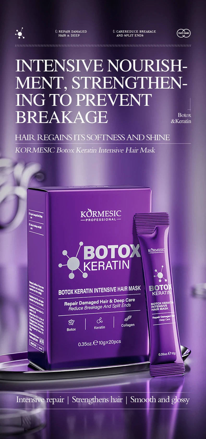 Keratin-Haarmaske Magische 5-Sekunden-Reparatur bei geschädigtem, krausem, weichem, glattem, glänzendem Haar, tiefenwirksame Feuchtigkeitspflege, Haarpflegemaske