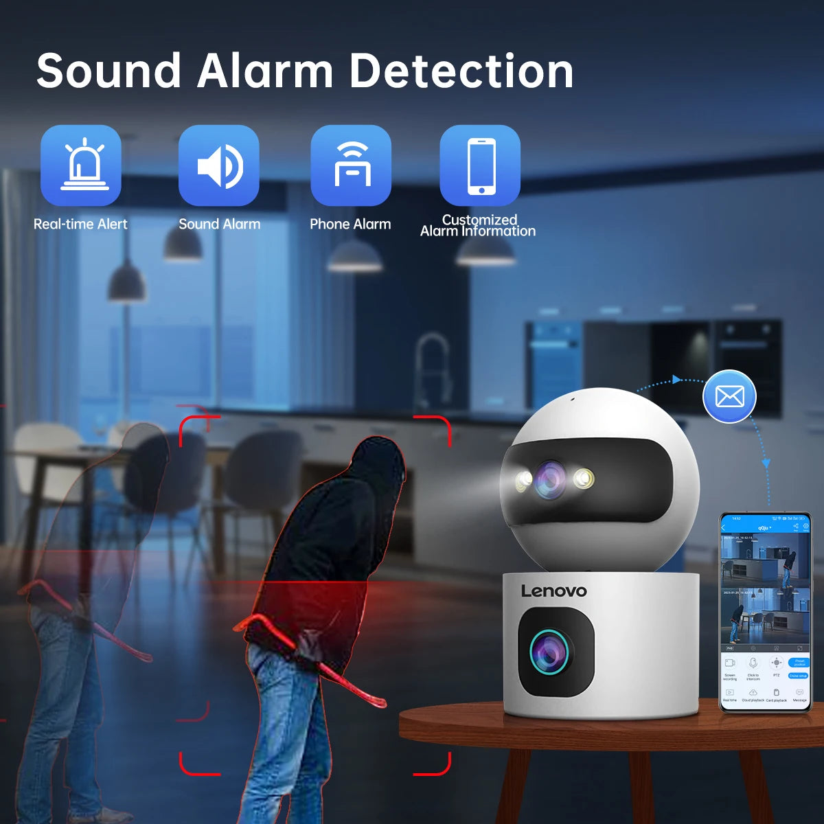 Lenovo 8MP HD IP Kamera Dual-Objektiv Babyphone 5X Zoom Farb-Nachtsicht Menschliche automatische Verfolgung Video Smart Home Kamera