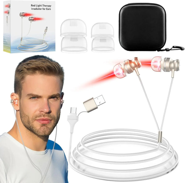 Tinnitus Infrarot Ohrstöpsel USB Typ-C 650nm Rotlicht LLLT Bestrahlung Ohrentherapiegerät für Otitis Media Taubheit Gesundheitsversorgung