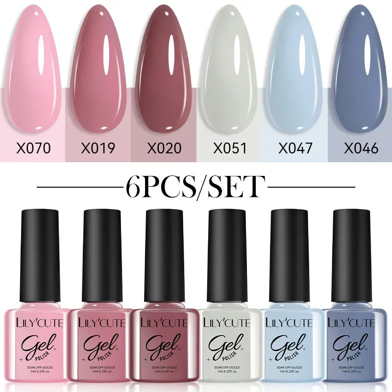 LILYCUTE 6PCS Gel-Nagellack-Set Sommer Neon Nagellack-Gel-Kits für DIY Nagel Semi-Permanenter UV-Lampe Gellack Nagellack-Set
