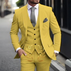 Herren Khaki 3-teiliger Anzug Klassischer spitzer Revers Business Formal Hochzeit Bräutigam Slim Fit Eleganter Gentleman-Stil Mode Blazer