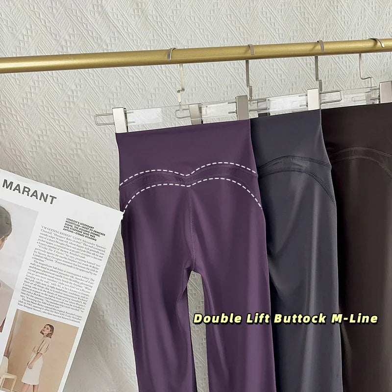 Damen High-Waist Schlag-Yogahosen Bequeme Pilates-Laufleggings Stylische Fitness-Sporthosen