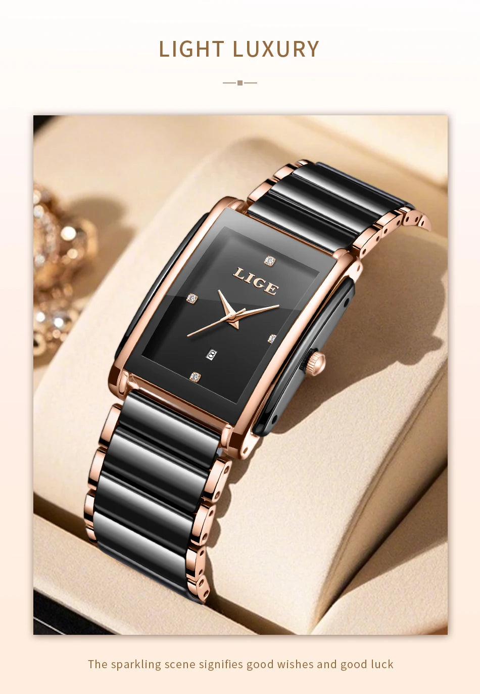 LIGE Mode Elegante Damenuhr Japanisches Uhrwerk Keramikarmband Luxus Damen Armband Quarzuhren Geschenke Reloj Mujer