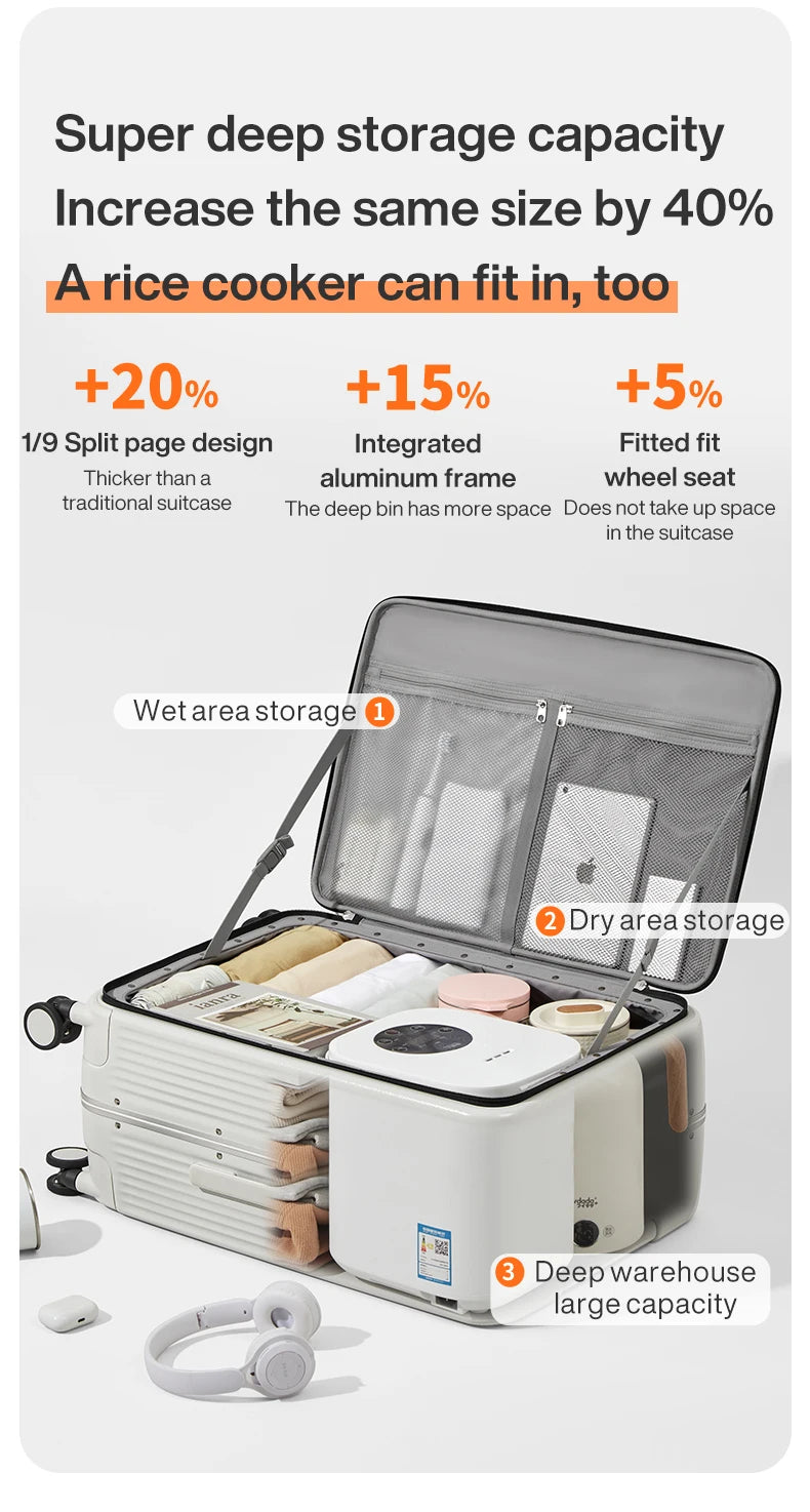Mixi NEUER Aluminiumrahmen-Koffer Handgepäck Rollkoffer mit USB-Anschluss, Getränke- und Handyhalter für die Kabine, 20 24 Zoll