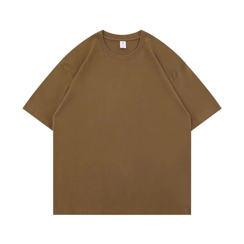 Sommer Baumwolle Strapazierfähiges 300-Gramm-T-Shirt aus amerikanischer Reinbaumwolle für Herren mit kurzen Ärmeln, lässiges Basic-Oberteil, Oversized T-Shirt
