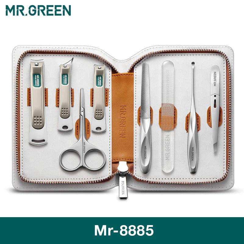 MR.GREEN Premium Maniküre-Set: Profi-Edelstahlwerkzeuge mit klaren Linien & reisefertigem Design, tragbare Tasche