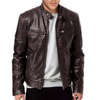 2024 Motorrad Lederjacken Herren Lässige Mode Motorradmantel Slim Fit Revers PU Jacken Herbst Winddichte Lederjacke Herren