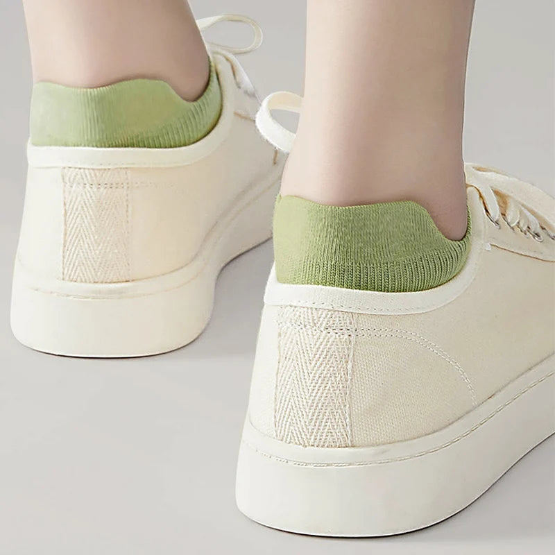 10 Stück=5 Paar Damen Socken Casual Atmungsaktiv Hohe Qualität Knöchelsocken Sommer Low Cut Baumwolle Dünne Kurze Elastische Socken calcetines